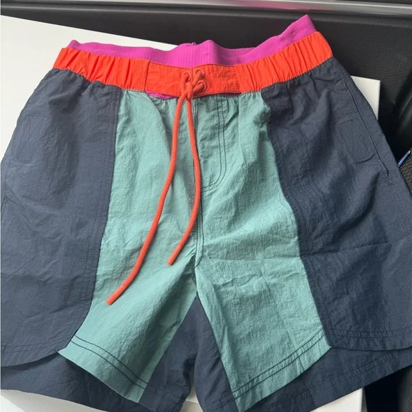 Free People FP Movement Sun Daze Board Shorts Navy Combo Colorblock S NWOT